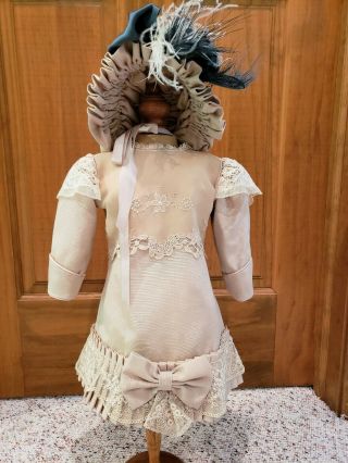 Vintage Victorian Style Dress,  Hat and Purse Beige For Antique 25 
