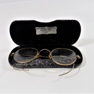 1/10 12k Gf Ornate Gold Frame Bifocal Eyeglasses Glasses Vintage Hoop Arm