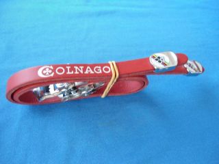 Vintage Colnago Leather Toe Straps Made In Italy Red