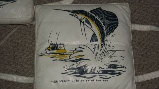 vintage CRAWFORD life preserver THROW CUSHION SAILFISH graphics DEEP SEA FISHING 3