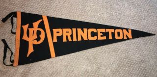 Vintage Antique Old Princeton University Pennant 30’s Or 40’s Wool Stitched Ivy