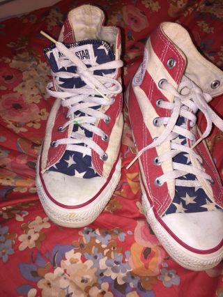 1980 Converse All Star American Flag Shoes Vintage Size 5 1/2 Made In Usa