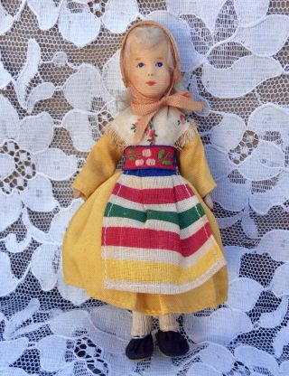Vintage Early 1940s/50s Erna Meyer Ermey Stockinet Cloth Dollhouse Doll Swedish