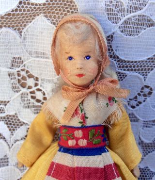 Vintage Early 1940s/50s Erna Meyer Ermey Stockinet Cloth Dollhouse Doll Swedish 2