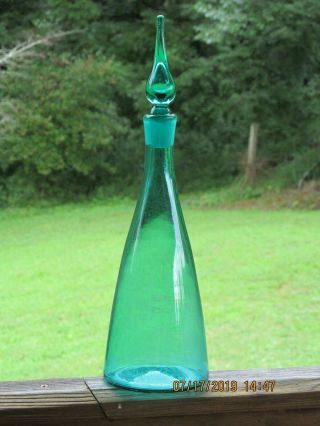 Vintage Blenko 16 " Blown Tear Drop Handcrafted Aqua? Nile? Sea Green? Decanter