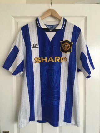 Vintage Manchester United Football Away Shirt Sharp Umbro 1994 - 1996 Season Rare