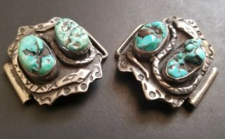 Vintage Native American Navajo Sterling & Turquoise Watch Band Tips (36g)