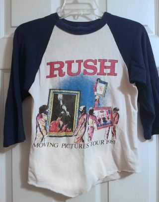 Rush Vintage Moving Pictures Tour Shirt 1981 3/4 Sleeves Ringer Art Rock Music