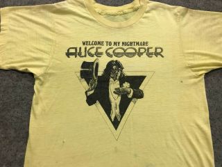 Medium - Vtg 70s Alice Cooper Welcome To My Nightmare Single Stitch T - Shirt