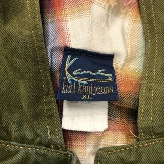 Vintage 90s Karl Kani Jeans Hooded Plaid Shirt Button Down XL Vtg Tupac Rap Tee 3