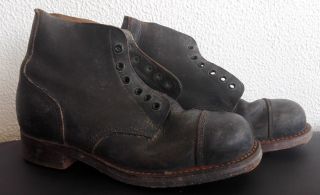 Vintage 1950s Israel Idf Army Zahal Military Black Leather Boots Shoes Size 41
