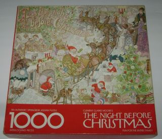 Vintage Springbok 1000 Piece Puzzle The Night Before Christmas Complete