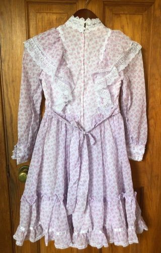 Vintage Gunne Sax Jeunes Filles Lilac Floral Lace Prairie Girls Dress Size 12 2