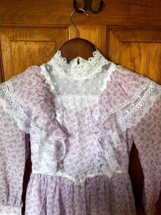 Vintage Gunne Sax Jeunes Filles Lilac Floral Lace Prairie Girls Dress Size 12 3