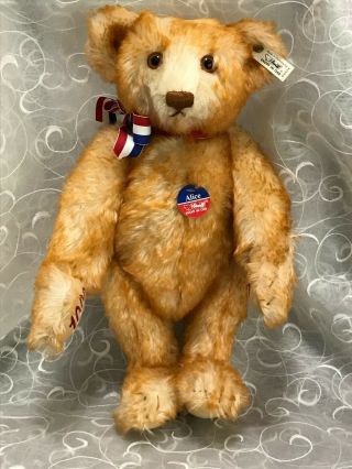 Vintage Steiff Alice Teddy Bear 1993 Limited Edition Button In Ear Mohair