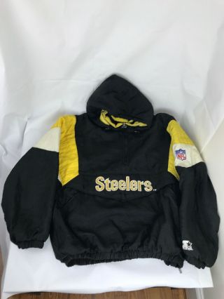 Vintage Pittsburgh Steelers Nfl Winter Starter Jacket Size 2xl Xxl,  Black Yellow