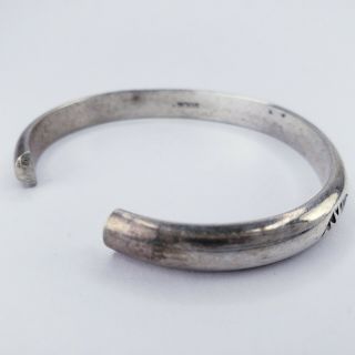 Sterling Silver Vintage Navajo Stamped Half Round Cuff Bracelet 20 Grams 4