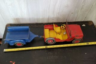 Vintage Louis Marx Toy Willys Jeep And Trailer