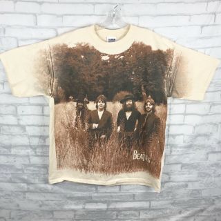 Vintage Mens The Beatles All Over Big Print T Shirt Size Xl Apple Corps 1998