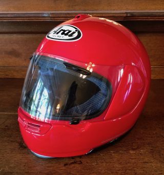 Vintage ARAI QUANTUM / E Motorcycle Helmet SOLID RED Size XL 7 5/8 