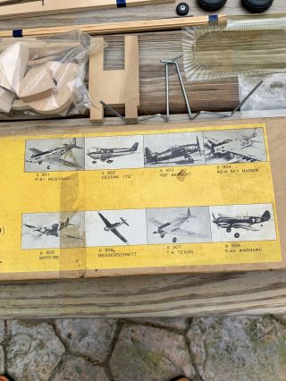 Vintage Kay Eff Balsa Wood Model Airplane Kit Controline P - 40 Warhawk Complete 5