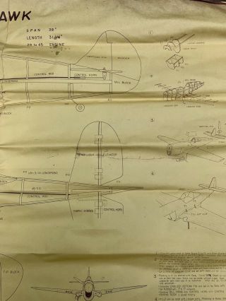 Vintage Kay Eff Balsa Wood Model Airplane Kit Controline P - 40 Warhawk Complete 8