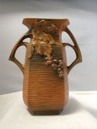 Roseville Bushberry Brown/woodland Orange Vase 33 - 8 Vintage