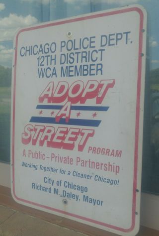Vintage Chicago Street Sign,  Chicago Police,  Adopt a Street,  18x24 3