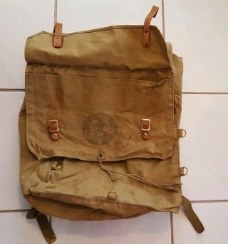 TRUE VTG 1960 ' s Boy Scouts of America Canvas & Leather Yucca 574 Backpack 14x16 8