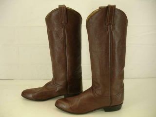 Womens 8.  5 M Tony Lama Vtg Usa Made Brown Leather Knee High Cowboy Boots Riding