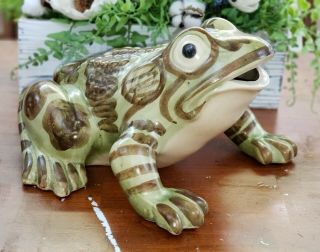 Rare Extra Large Vintage Brush Mccoy Art Pottery Frog Figure 10 Inches Antique