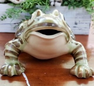 Rare Extra Large Vintage Brush McCoy Art Pottery Frog Figure 10 Inches Antique 3