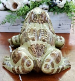 Rare Extra Large Vintage Brush McCoy Art Pottery Frog Figure 10 Inches Antique 5