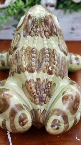 Rare Extra Large Vintage Brush McCoy Art Pottery Frog Figure 10 Inches Antique 6