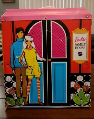 Vintage 1968 Mod Barbie Family House Mattel With All Orig Furniture And Key