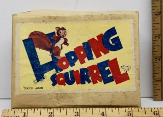 Vintage Plush Hopping Squirrel Wind Up Tin Mechanical Modern Toys,  Box