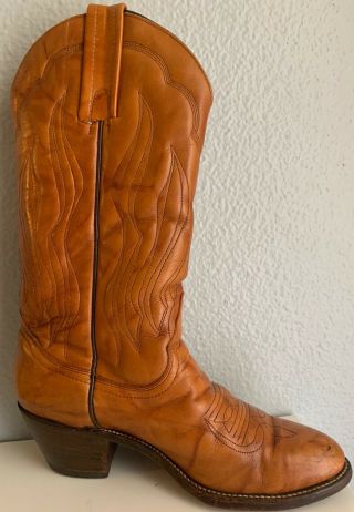 Frye Mens Brown Boots 3841 Leather Cowboy Western Boots Pull On Vintage Usa 7.  5d