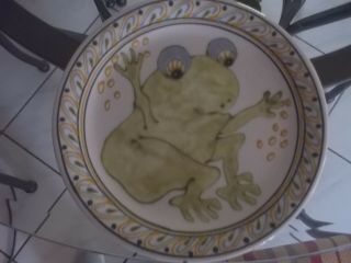 Rothwoman Pottery Vintage Frog Plate 10.  5 " I Call It Dancing Frog W Confetti