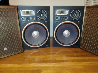 Vintage Sansui Sp - X8900 Speakers 4 Way,  6 Speaker System Wooden Grill Intact