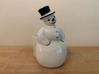 Vintage Mccoy Pottery Snowman Planter Candy Container Dish Decorative Christmas