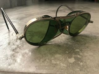 Vintage Steampunk Safety Sun Green Glasses Goggles Willson