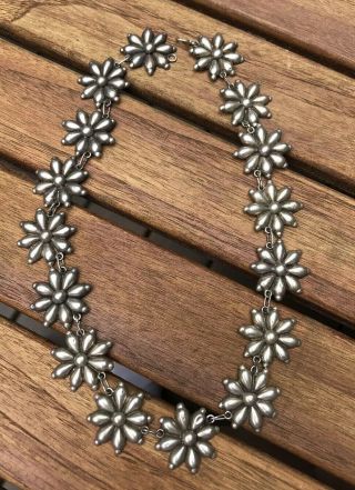 Vintage Mexico Sterling Daisy Flower Necklace