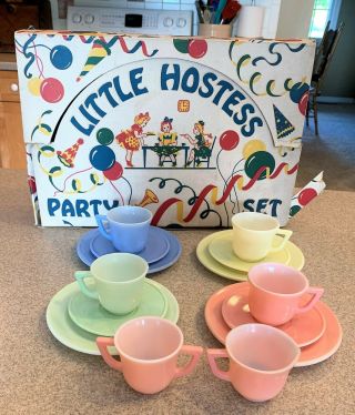 Vintage Hazel Atlas Little Hostess Party Set W/ Box Childrens Tea Set 1940 
