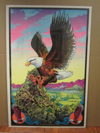 Vintage Black Light The Eagle Poster 1976 3192