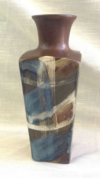 Set of 3 Vintage Ceramic Vases - Pottery Craft USA - Blues & Browns 6