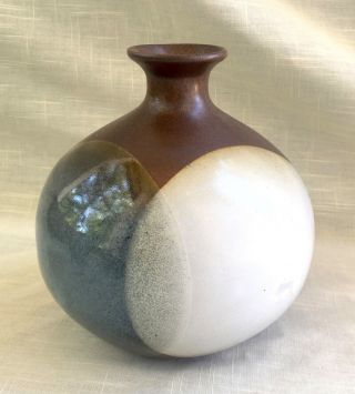 Set of 3 Vintage Ceramic Vases - Pottery Craft USA - Blues & Browns 8