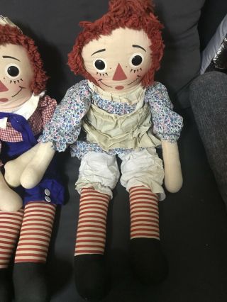 Vintage 31” Large Knickerbocker Raggedy Ann and Andy Dolls 2