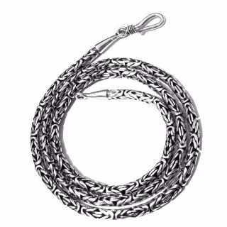 Vtg Solid Sterling Silver 3.  5mm Byzantine Link Bali Chain Necklace 19.  5” 50cm
