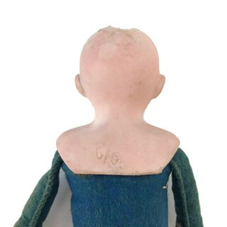 Antique German Bisque Shoulderplate Head Doll Closed Mouth Wool Body 6/0 10 
