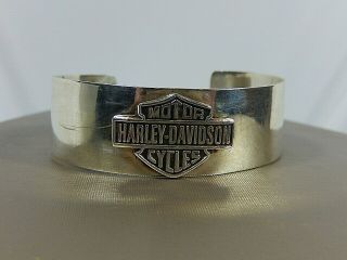 Vtg.  Harley Davidson Motor Cycles 925 Sterling Silver Cuff Bracelet In Evc